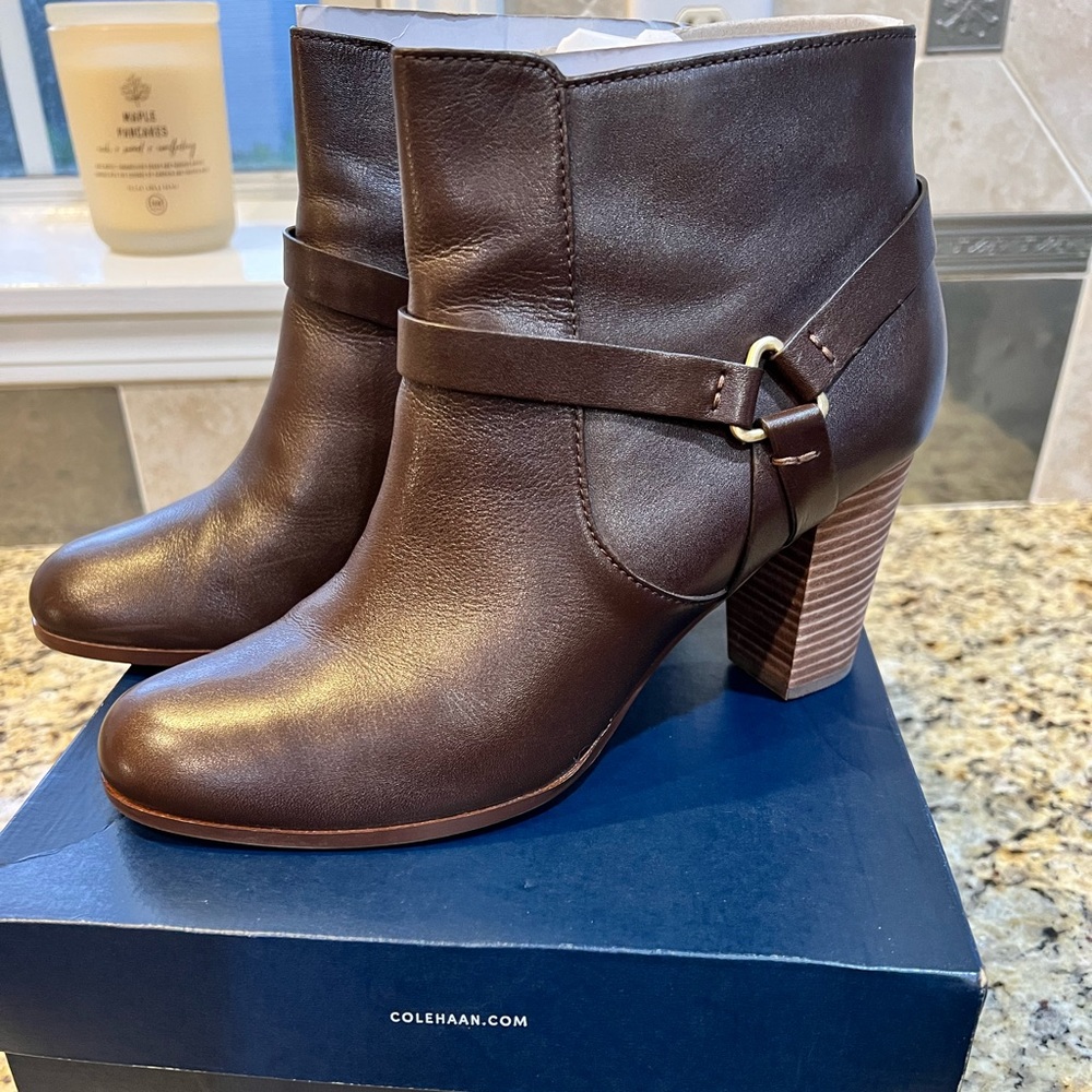 Brown Cole Haan Leather Booties Sz 10